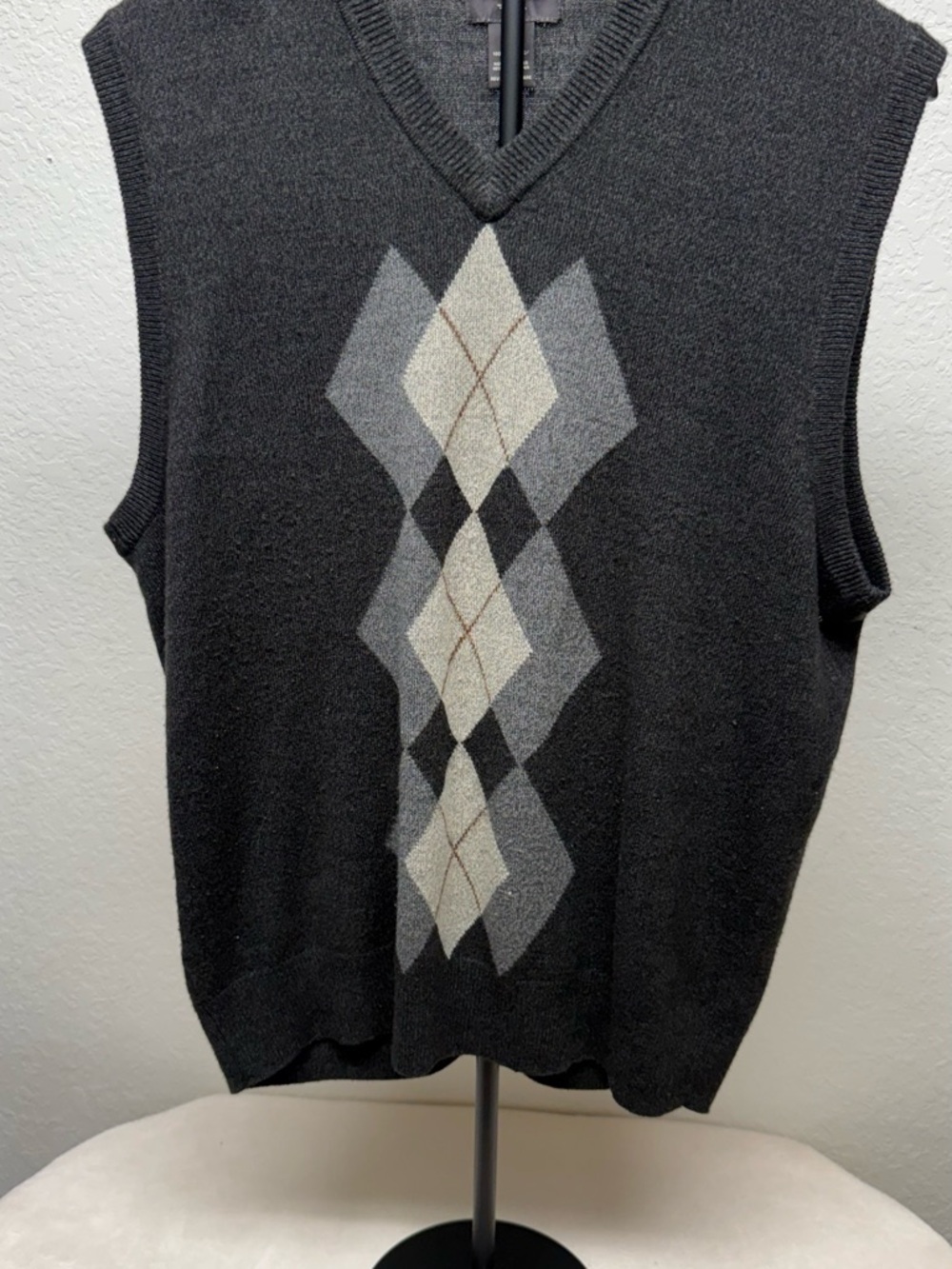 Dockers Black Argyle V-Neck Sweater Vest